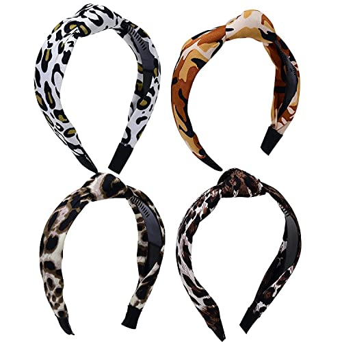 WAHHSON 4 Pack Women's Turban Headbands - Stretchy Elastic Solid Head Wraps & Floral Print Hair Bands - Vintage Hair Accessories for Women (Multicolor) - Perfect for Yoga, Workouts, Home & Fashion Styling