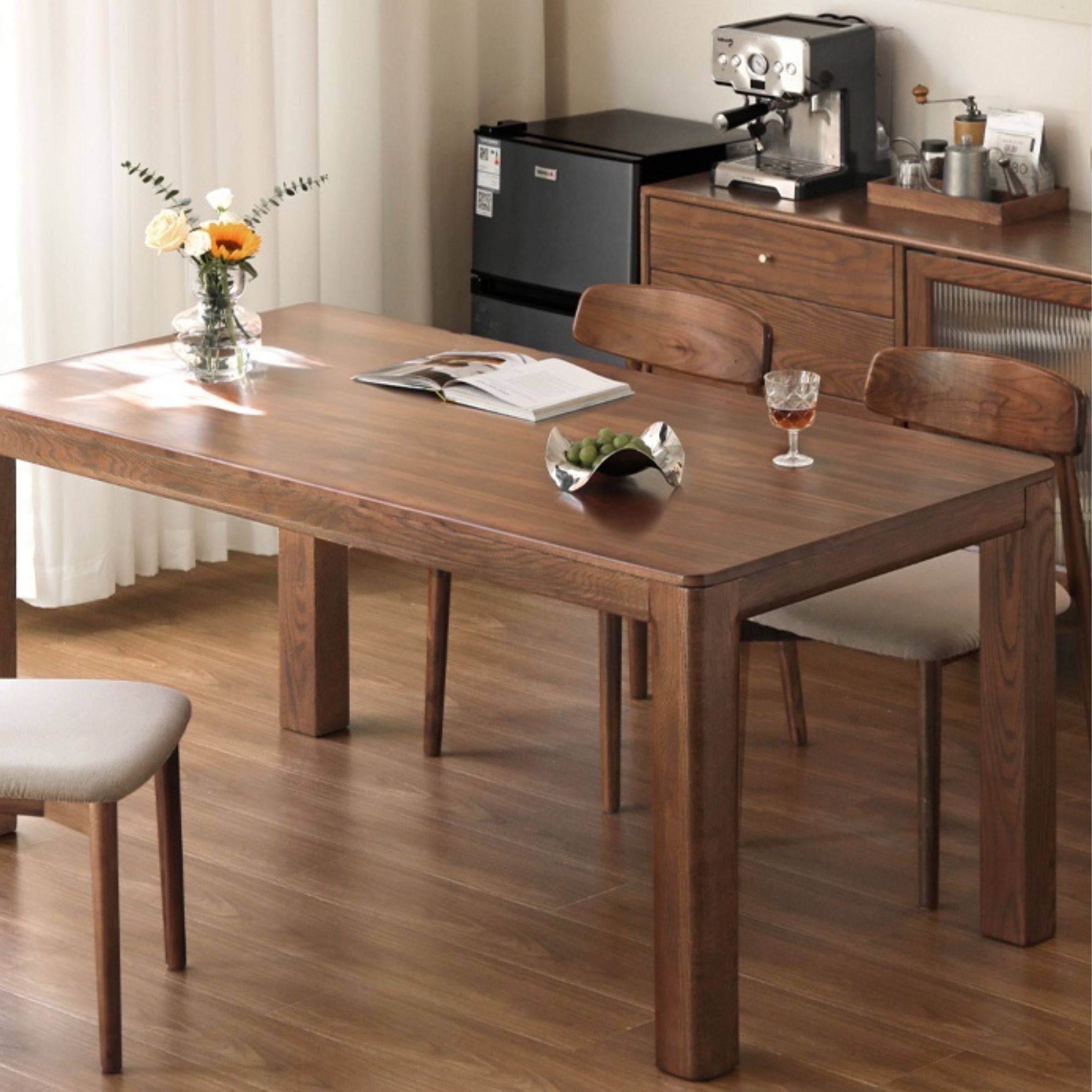 Solid Oak Wood Rectangular Dining Table - Rustic Farmhouse Style for Kitchen, Dining Room & Outdoor Entertaining