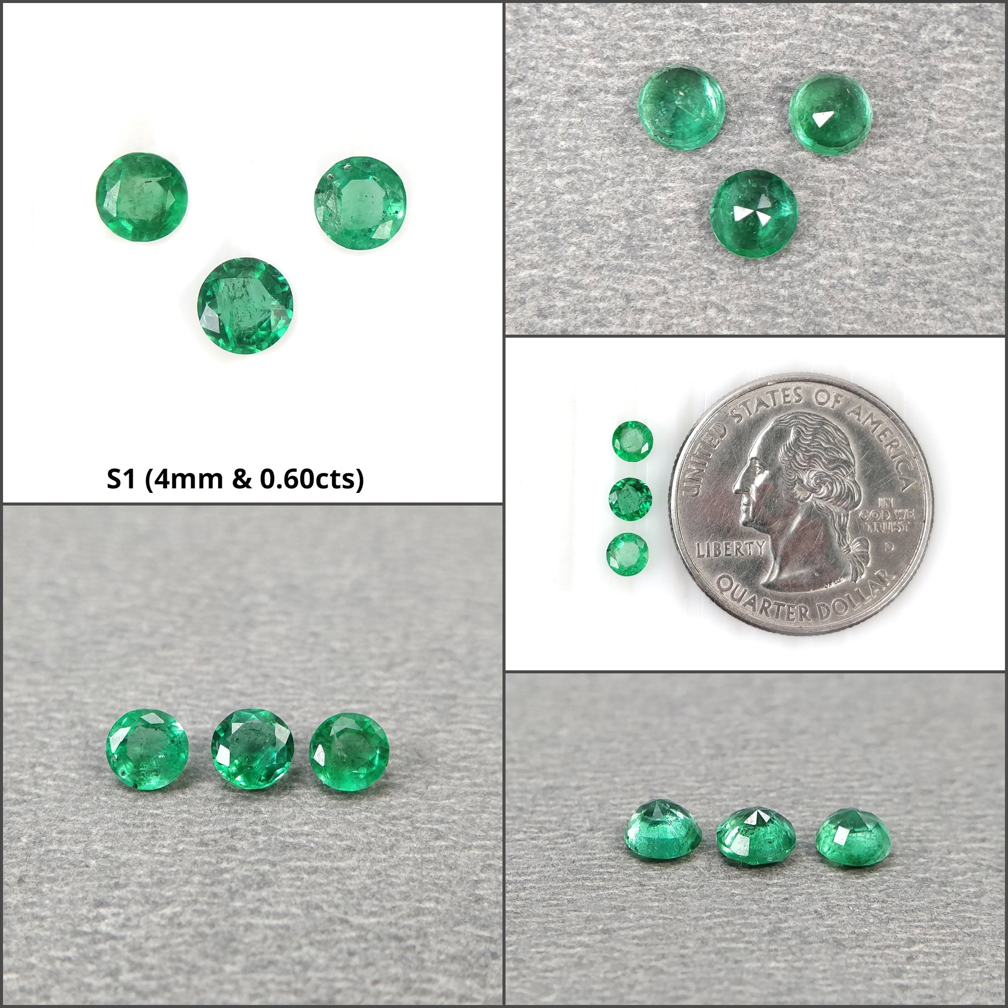 Natural Untreated Green Emerald Gemstone Round Cut 3pc Set - AAA Quality Loose Stones for Rings, Necklaces & Earrings - Perfect for Engagement, Wedding & Gift Jewelry Making