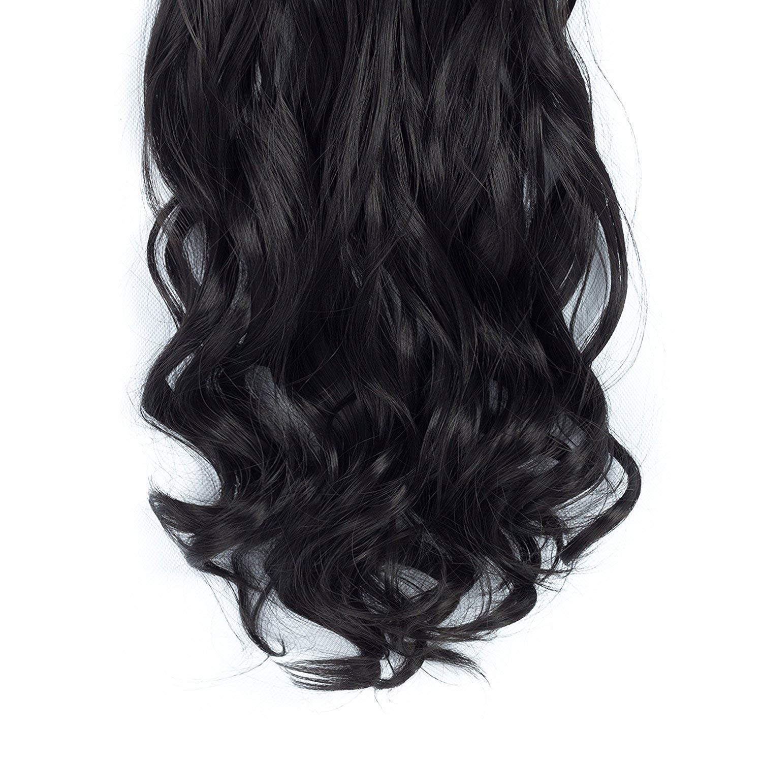 6 Pcs Full Head Synthetic Curly Hair Extensions for Women - Black Clip-In Hairpieces (Model 15) | Perfect for Parties, Weddings & Daily Styling