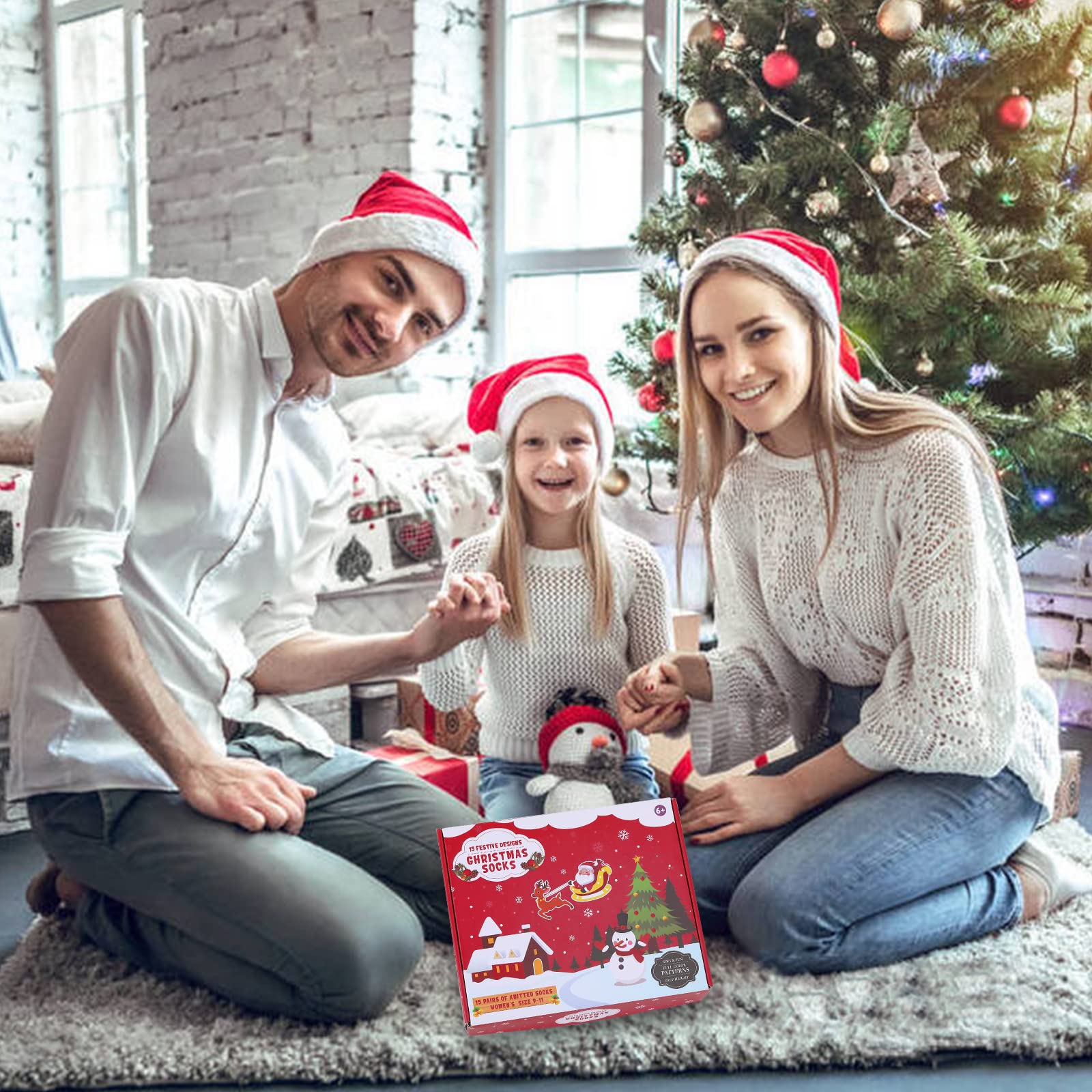 GARVEE 15 Pairs Christmas Socks for Men Women Kids - Cozy Fun Holiday Cotton Knit Socks - Xmas Gifts for Family & Friends - One Size Fits Most - Perfect for Stocking Stuffers, Office Parties & Festive Celebrations