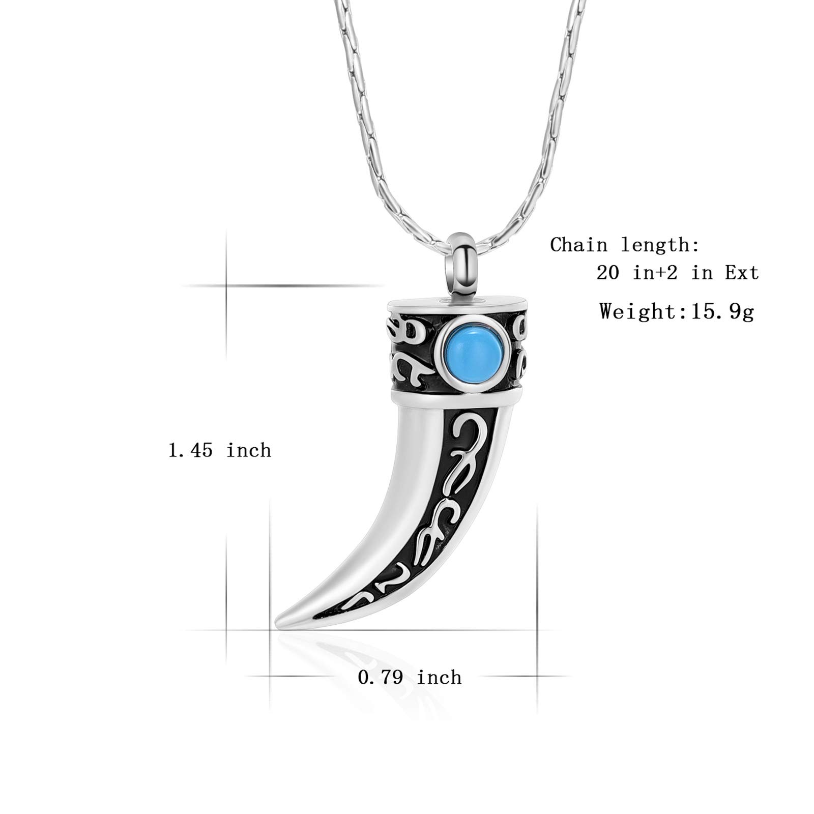 ConstantLife Stainless Steel Wolf Teeth Cremation Necklace - Memorial Urn Jewelry for Ashes Keepsake | Perfect for Honoring Loved Ones at Memorials, Funerals & Special Occasions