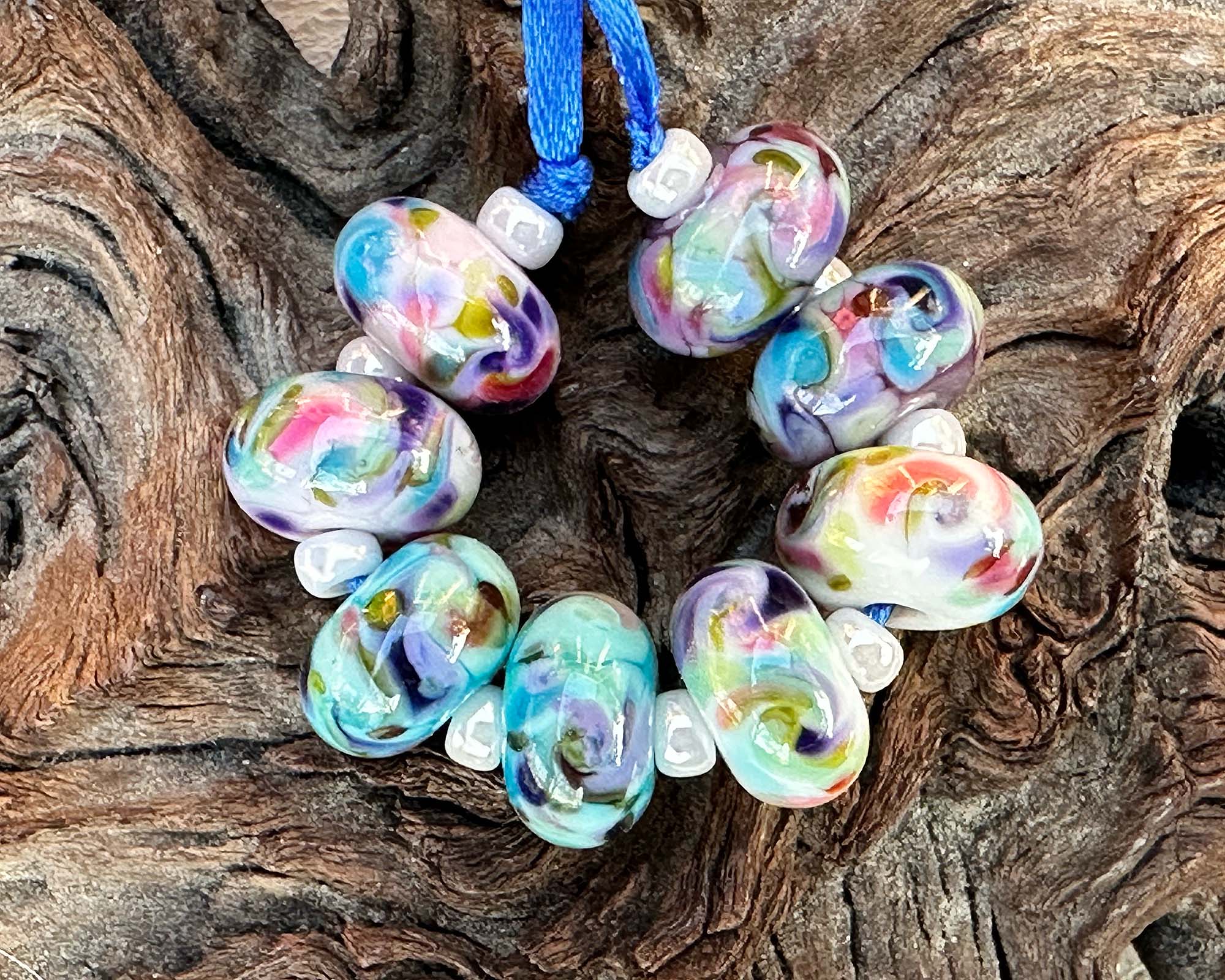 8 Color Burst Lampwork Glass Beads Set - Handmade for Jewelry Making, DIY Crafts, Bracelets & Necklaces - Perfect for Gift Giving & Creative Projects