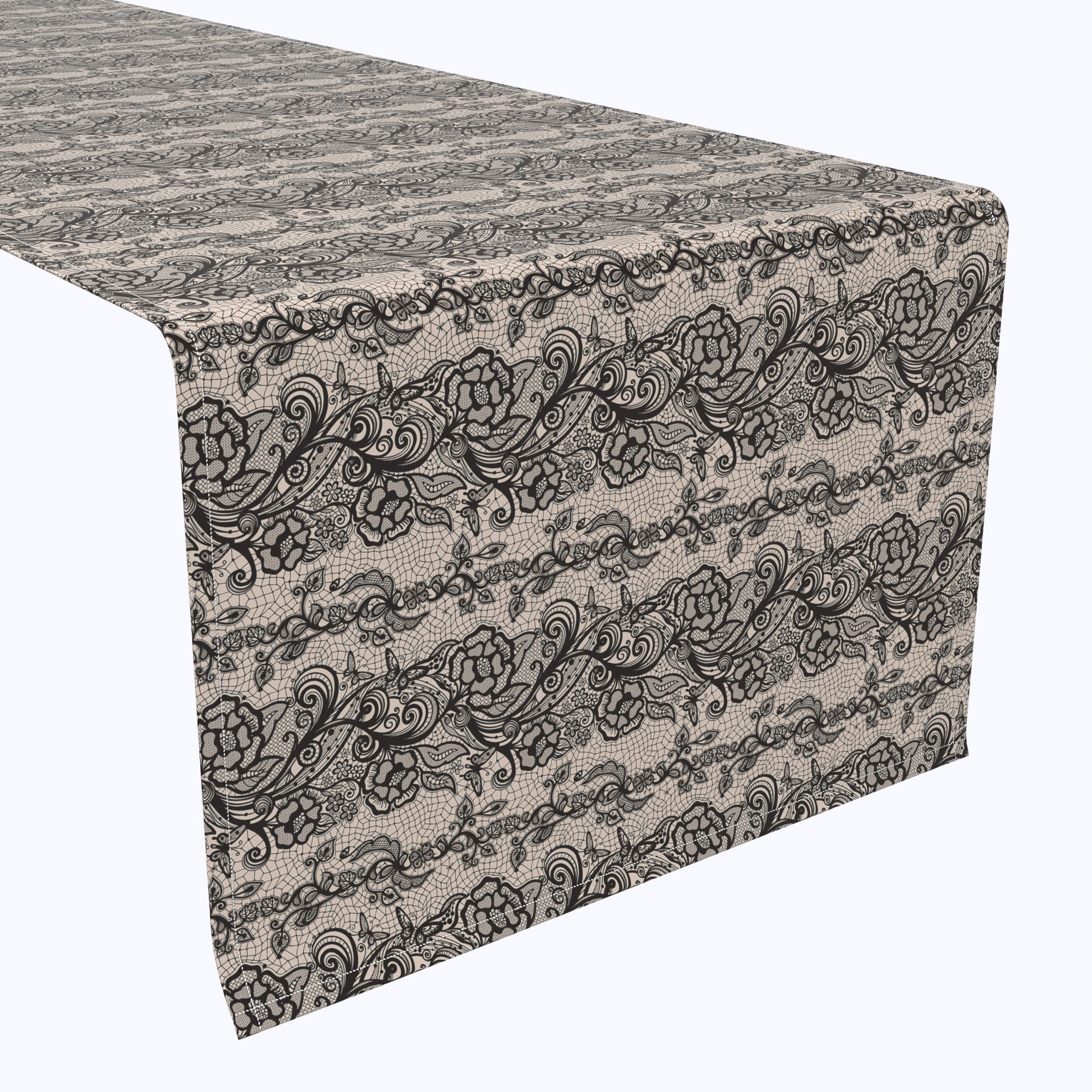 Elegant Black Lace Table Runner with Butterfly & Floral Embroidery - Perfect for Wedding, Party, and Home Decor
