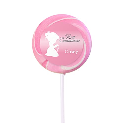 Personalized First Communion Candy Buffet for Girls - Pink Themed (14lbs) Includes Hershey's Kisses, Frooties, Gumballs, Dum Dums Lollipops & Assorted Candies - Perfect for Church Celebrations, Baptism Parties & Special Occasions