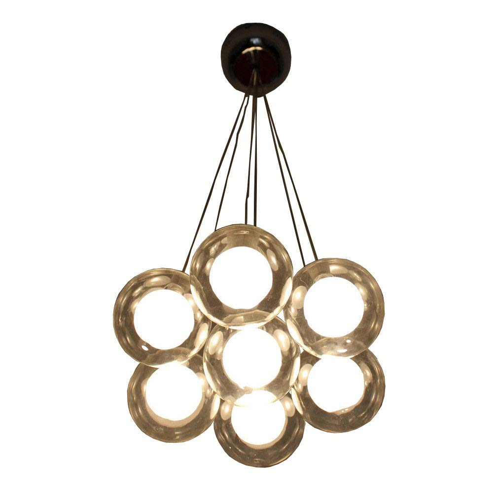 Modern Luxury 7-Head Glass Bubble Chandelier - Soap Bubbles Design Pendant Light for Bar Counter, Restaurant, Kitchen & Corridor - Elegant Bilayer Glass Fixture for Stylish Home & Commercial Lighting