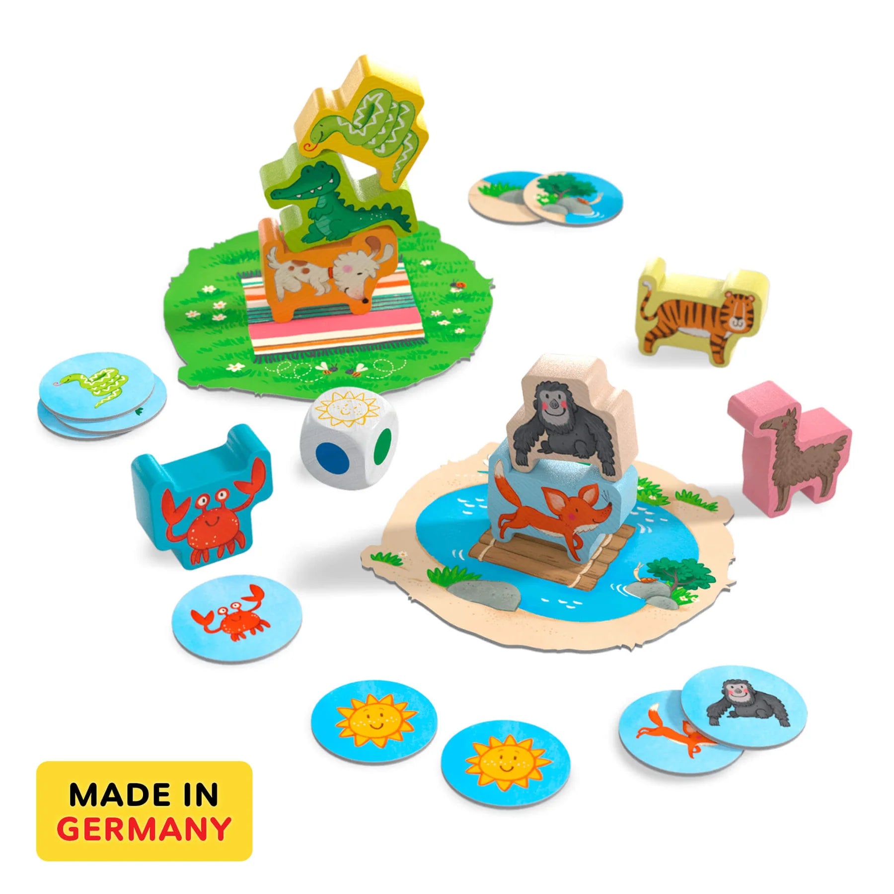 Animal Upon Animal Stacking Game - Fun Wooden Animal Balancing Game for Kids & Family - Perfect for Preschool Learning, Party Games & Family Bonding Time