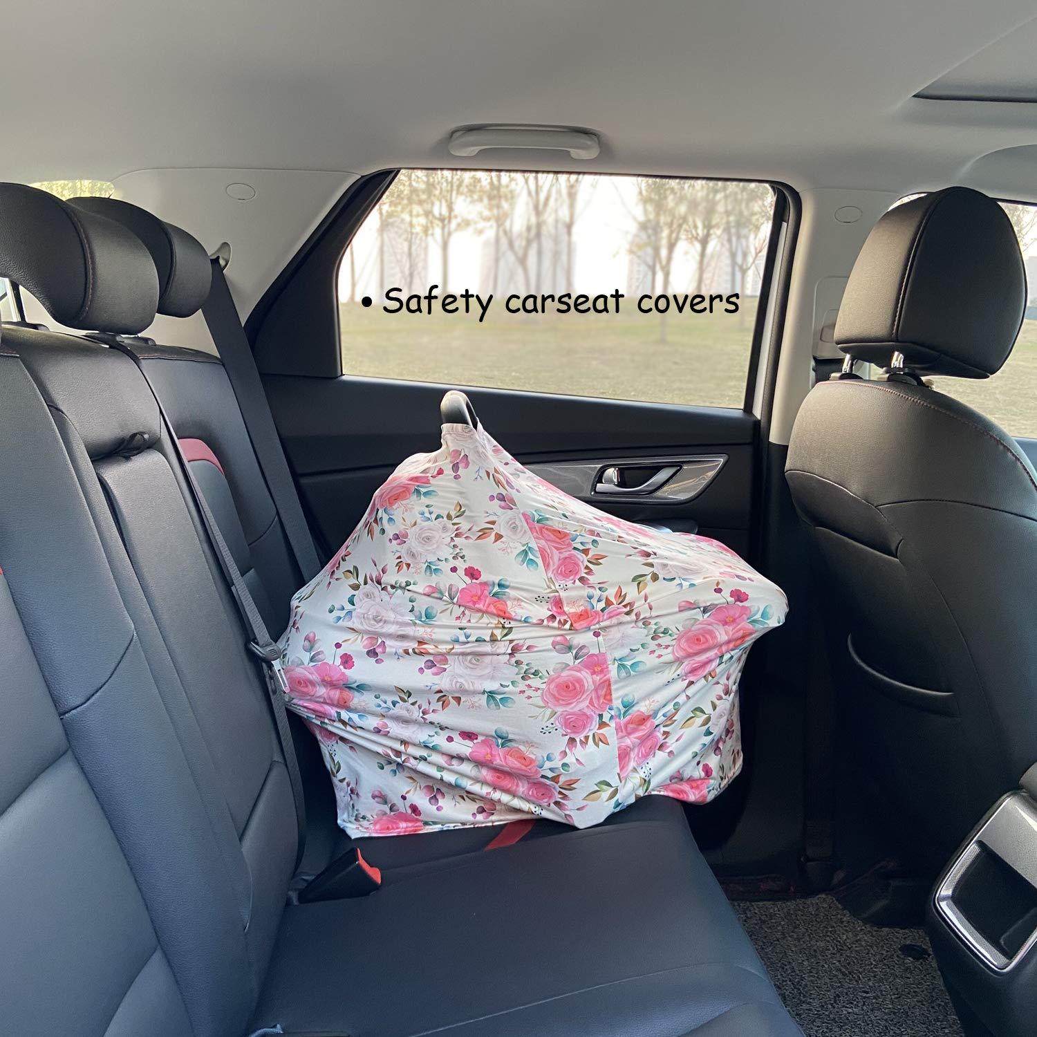 Baby Girl Car Seat Covers & Stroller Canopy - Soft Breastfeeding Cover for Infants, Universal Fit for Car Seats & Strollers (Cream Rose) | Perfect for Nursing, Travel & Outdoor Protection