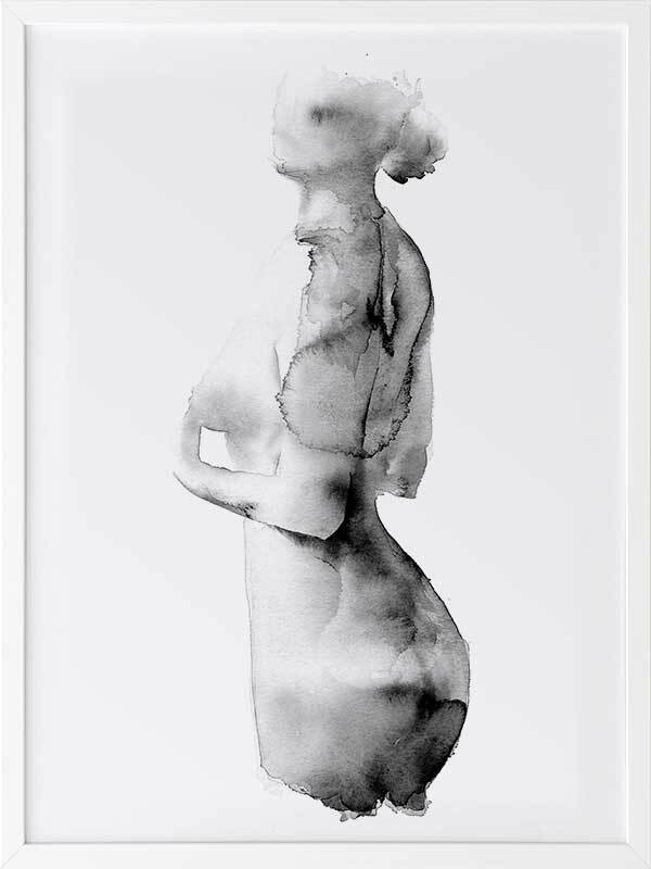 Flawless Female Charcoal II Framed Art Print - Elegant Black & White Wall Decor for Living Room, Bedroom & Office - Perfect Home & Gift Idea