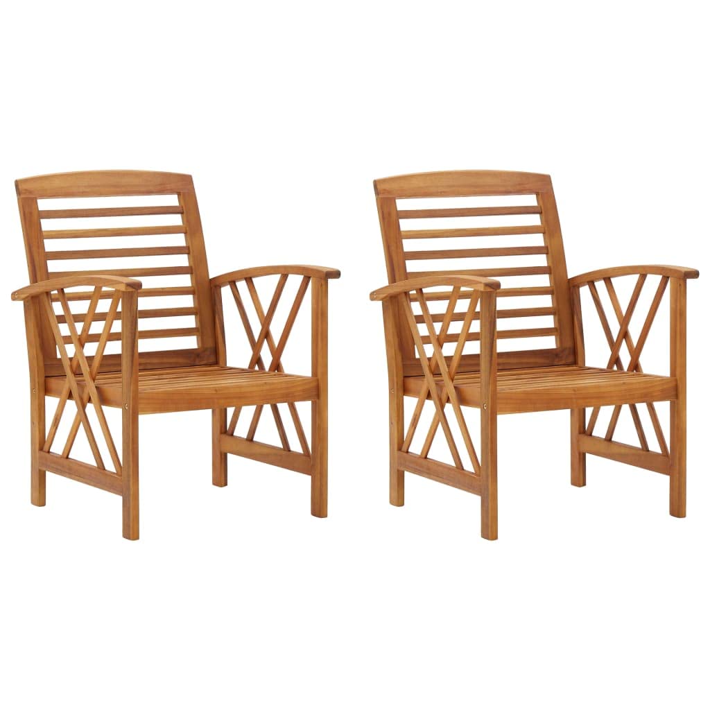 vidaXL 2-Piece Patio Chairs Set - Solid Acacia Wood Outdoor Furniture for Garden, Patio, Terrace - Weather-Resistant & Durable - Perfect for Backyard Relaxation & Outdoor Dining