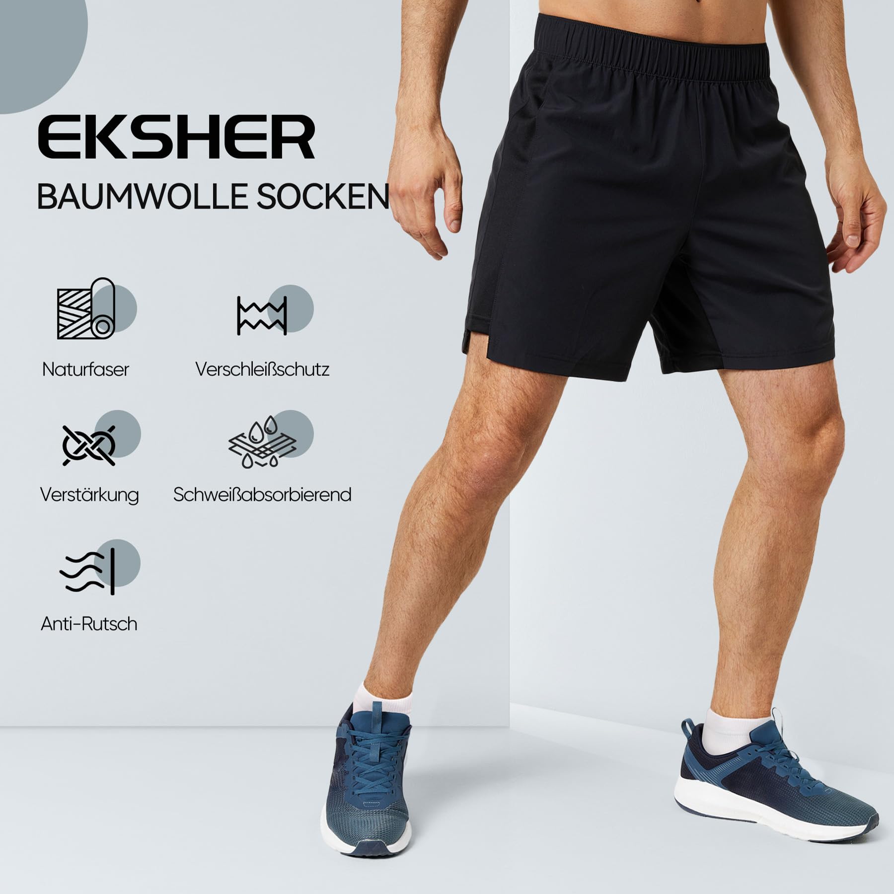 EKSHER 10 Pairs Men's Athletic Running Socks - Breathable Low-Cut Cotton Sports Socks for Jogging, Gym & Daily Wear
