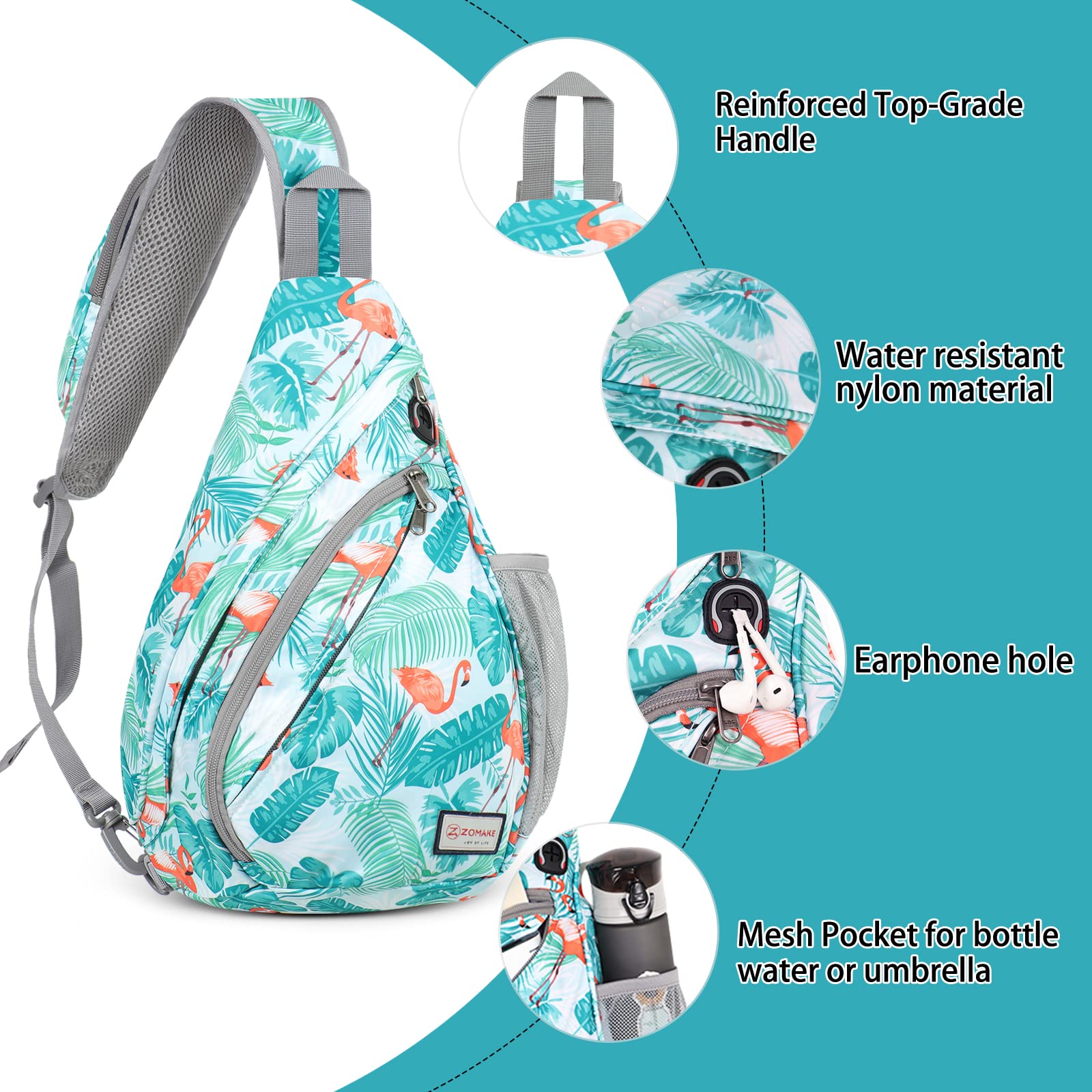 ZOMAKE Lightweight Sling Bag for Men & Women - Adjustable Crossbody Shoulder Chest Pack - Perfect for Travel, Hiking, Gym & Everyday Use | Compact Daypack with Multiple Pockets for Phone, Wallet & Essentials
