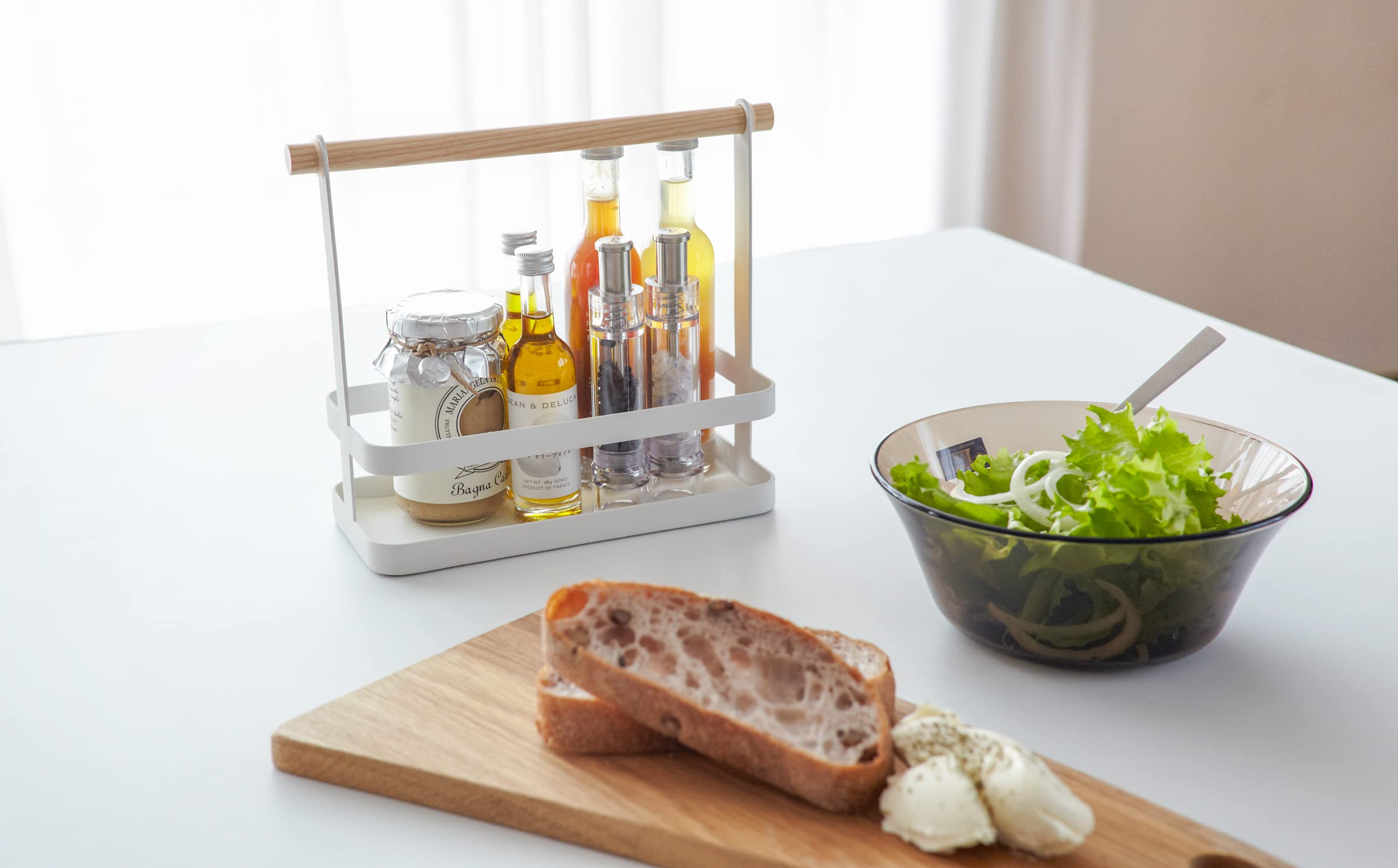 Yamazaki Home Tosca Spice Rack - Stainless Steel & Wood Wall Mount Organizer for Kitchen, Pantry, Countertop Storage - Spice Jars Holder for Cooking & Baking