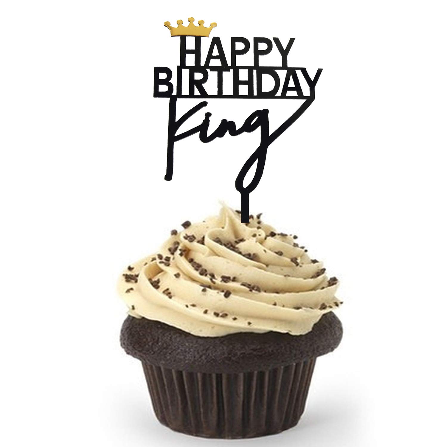 Custom Acrylic Happy Birthday Cake Topper - Elegant King Crown Design for Birthday Party Decorations | Perfect for Wedding, Anniversary, and Special Celebration Cakes