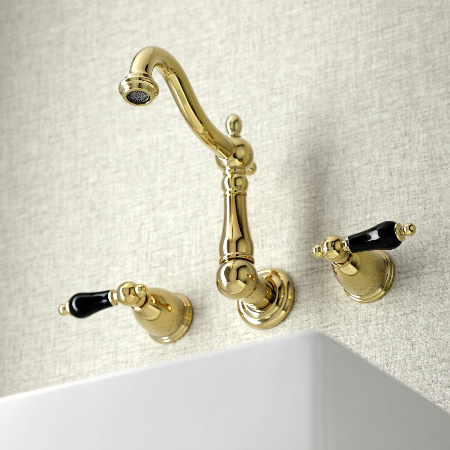 Duchess Double Handle 3-Hole Wall Mount Bathroom Faucet - Vintage Style Brass Bathroom Sink Faucet for Powder Room & Guest Bath