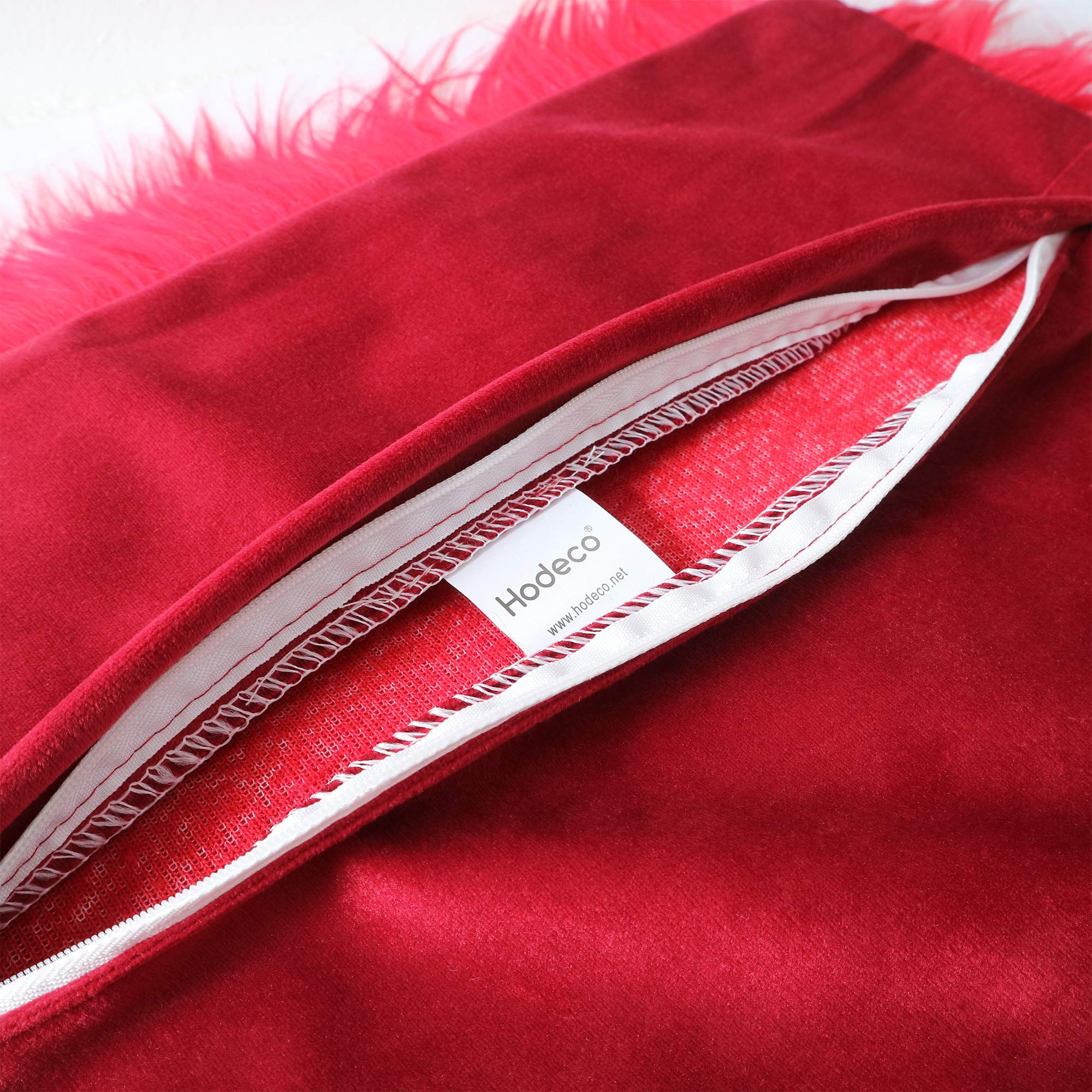 Luxury Faux Fur Throw Pillow Covers 18x18 Inch (45x45cm) - Soft Mongolian Long Fur Square Cushion Covers for Couch, Sofa & Floor - 100% Polyester Home Decor (Bright Red, 2-Pack) - Perfect for Living Room, Bedroom & Cozy Home Decor