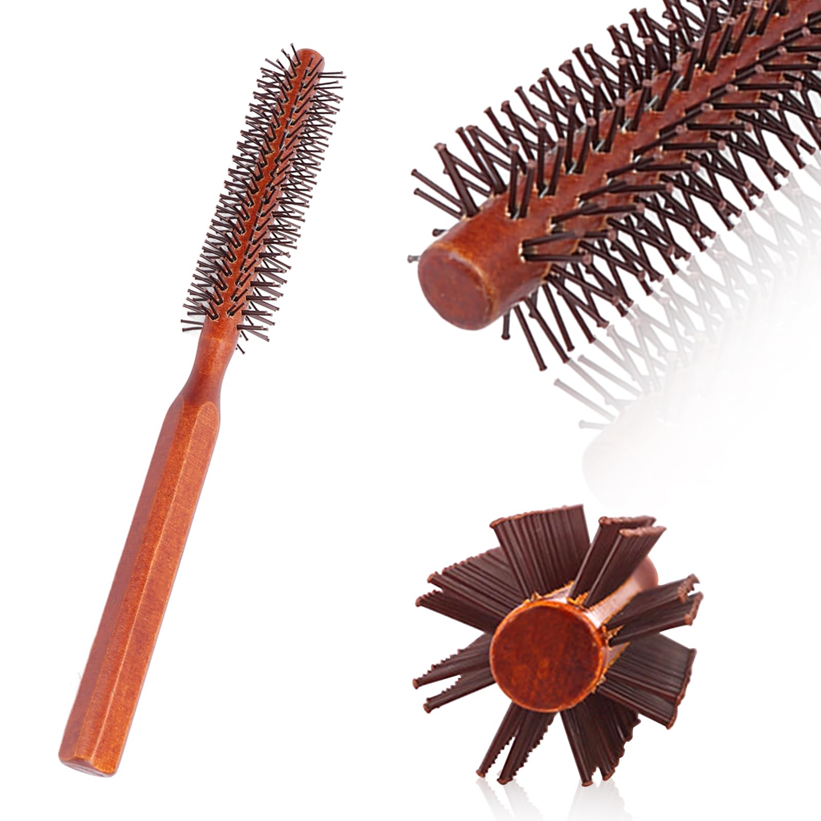 Agatige Small Round Hair Brush - Anti Static Wooden Curling Comb for Blow Drying & Styling | Vented Barrel Design for Smooth Curls & Volume | Perfect for Salon Professionals & Home Use (Unisex Hair Styling Tool)