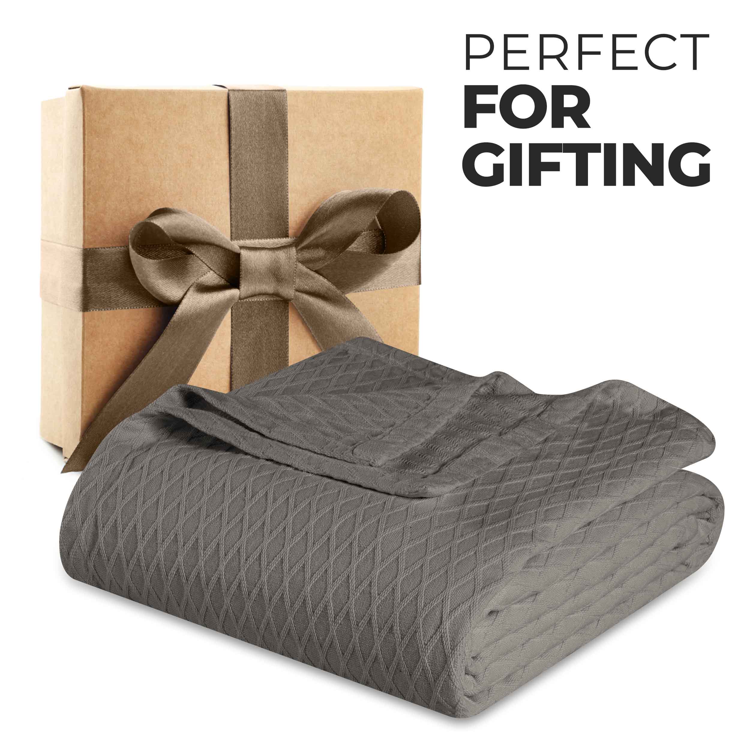 Premium Cotton All-Season Diamond Pattern Bed Blanket & Sofa Throw - Soft Cozy Blanket for Bedroom, Living Room, Travel and Gift Giving