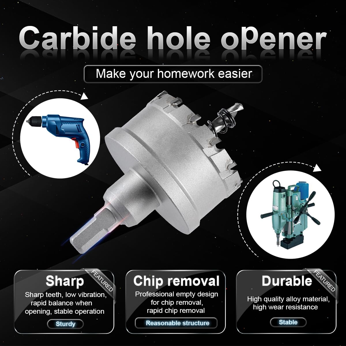 KATUR 60mm Tungsten Carbide Tipped Hole Saw Set - Professional TCT Drill Bit for Cutting Stainless Steel, Metal Sheets & Hard Materials - Perfect for Plumbing, HVAC & Metal Fabrication Projects