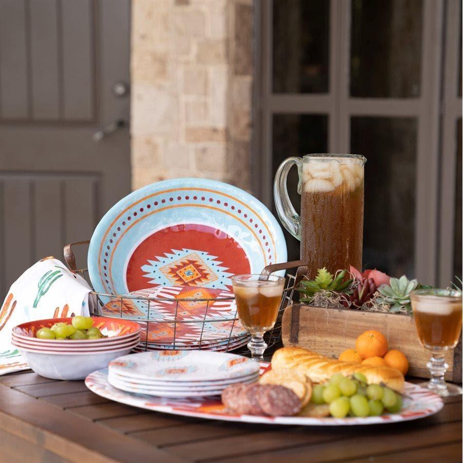 Premium Southwest Design Melamine Dinnerware Set - 14-Piece Durable & Lightweight Plates & Bowls for Outdoor Dining, Picnics, Camping & RV Trips