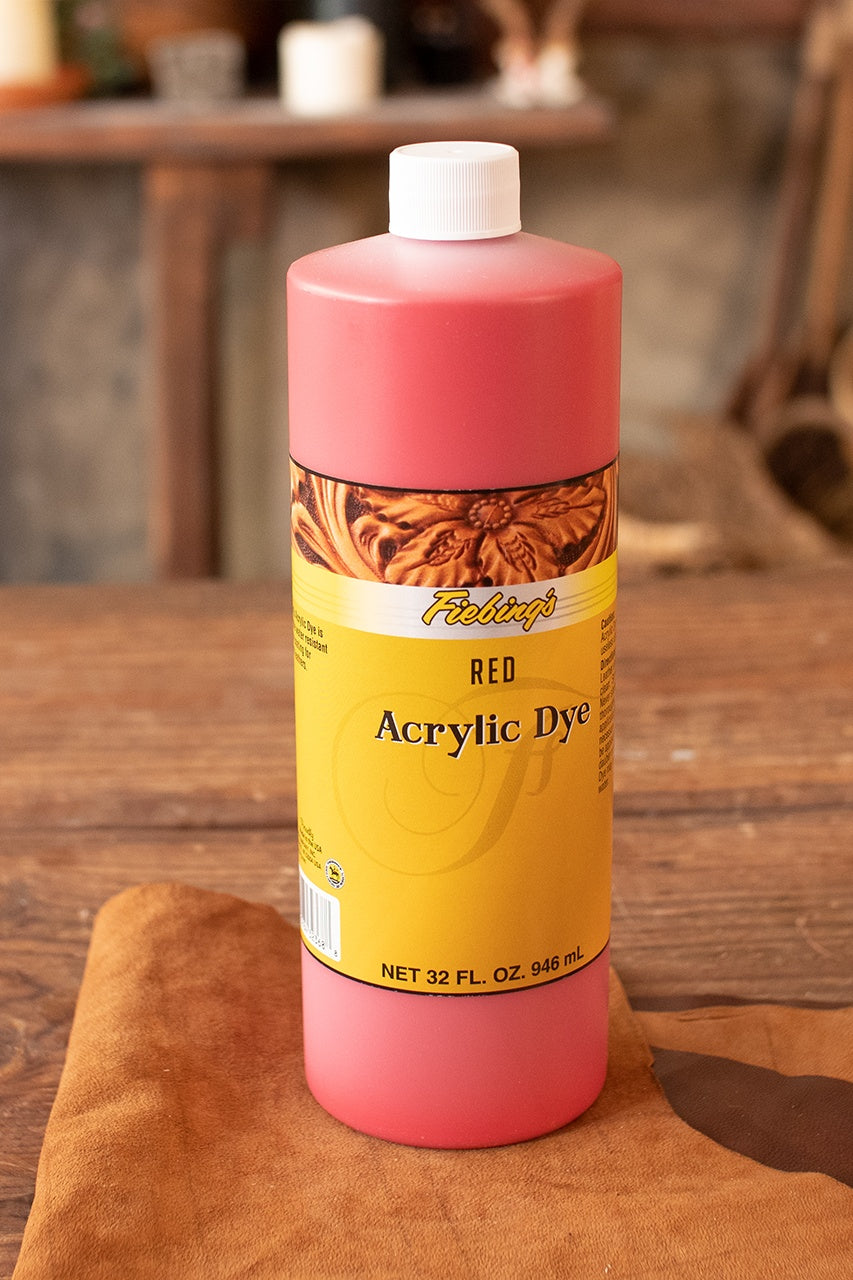 Fiebing's Acrylic Dye - 32 oz (946 ml) Leather Dye for Shoes, Bags & Accessories - Vibrant Red Color - Perfect for Leather Crafting, DIY Projects & Repair Work