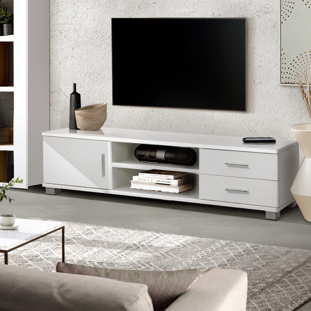 Artiss 120cm White Dylan TV Stand Entertainment Unit - Modern Media Console for Living Room, Bedroom & Home Theater