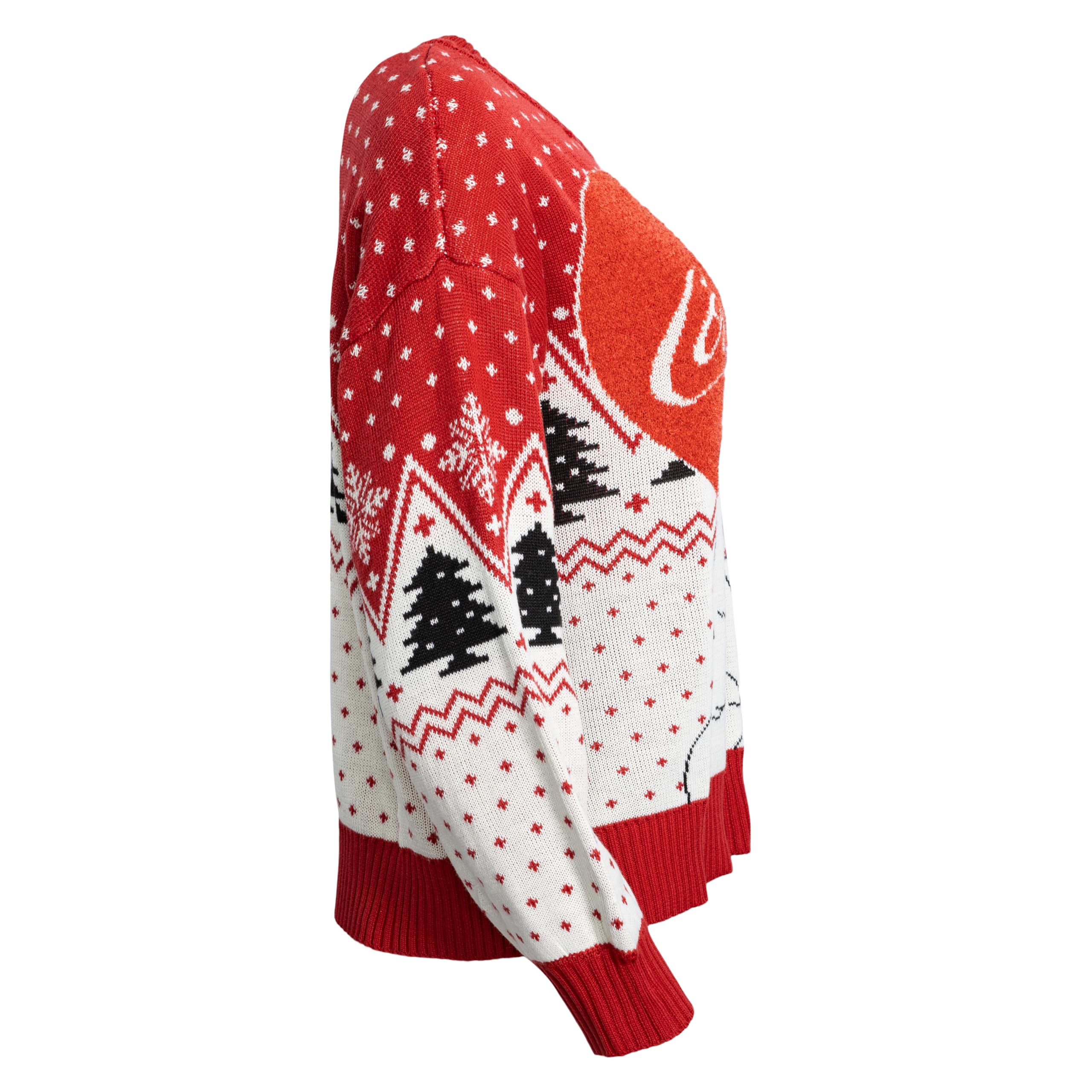 Coca Cola Heart Polar Bear Drinking Women's Ugly Christmas Sweater - Festive Holiday Sweater for Christmas Parties & Family Gatherings