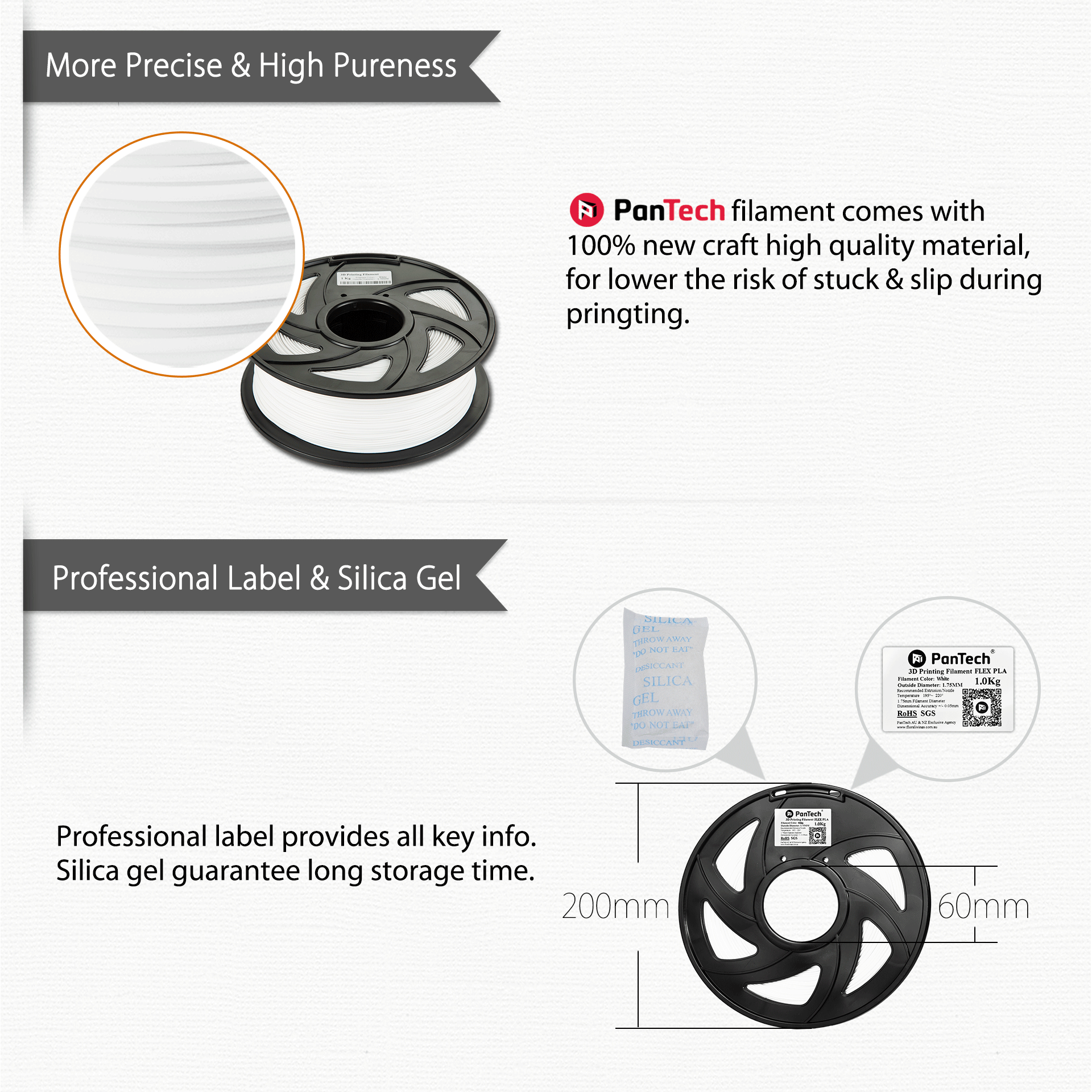 Premium PanTech Flexible PLA 3D Printing Filament - 1.75mm, High Elasticity & Easy to Use for Cosplay, Prototypes & DIY Projects - Perfect for Costumes, Robotics & Creative Designs