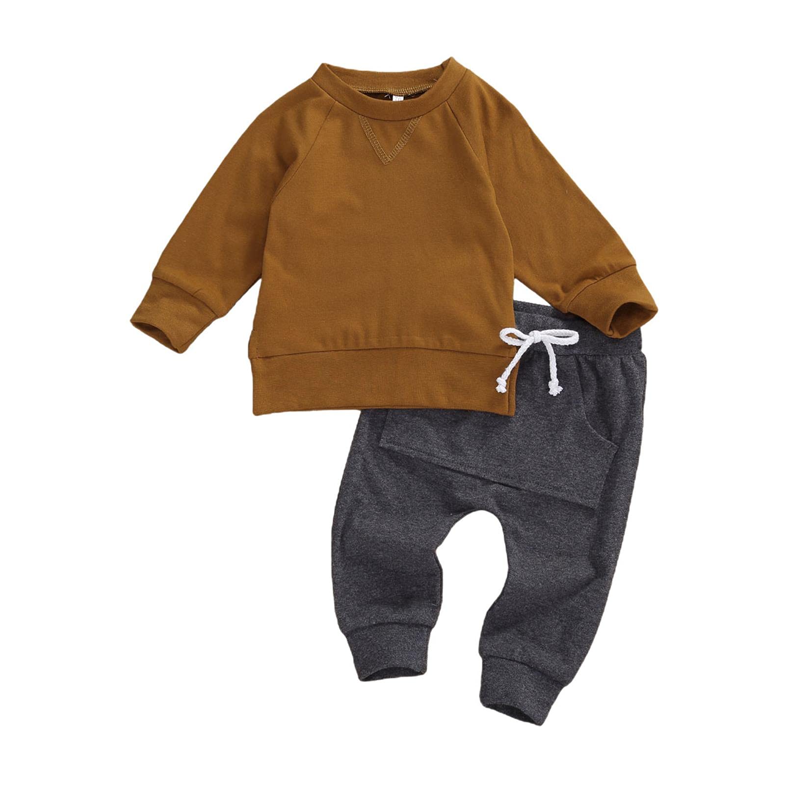 TINXIEA Newborn Baby Boy 2-Piece Fall Outfit Set - Soft Cotton Long Sleeve T-Shirt & Pants Sweatsuit | Perfect for Autumn Outings, Family Photos & Cozy Home Wear