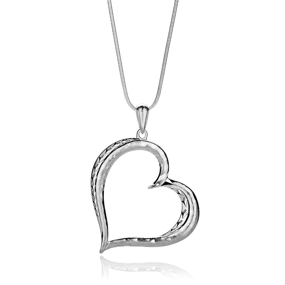 Women's Bohemian Heart Pendant Necklace - Layered Y Statement Chain in Silver & Gold | Perfect for Sweater Season & Gift Giving | Elegant Jewelry with Gift Box
