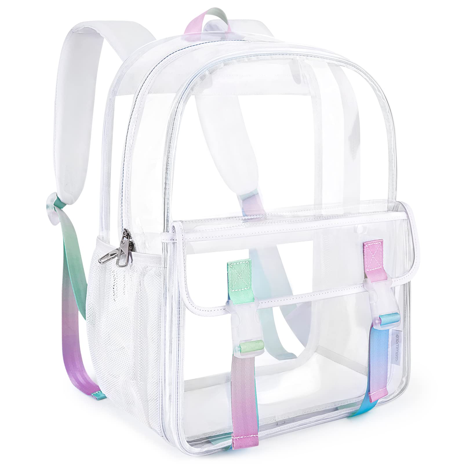 Mommore Heavy Duty Clear Backpack - Large Transparent PVC Bookbag with Durable Zippers for School, Work, Travel & Stadium Security