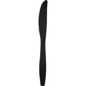 24-Pack Heavy Duty Black Plastic Knives - Durable Disposable Cutlery for Parties, Picnics & Catering Events