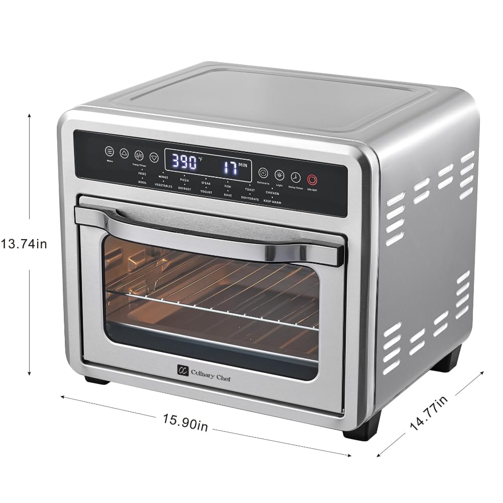 CAFO109-SS 27-Quart Digital Air Fryer Oven with Stainless Steel Finish - Large 27qt Capacity for Healthy Frying, Baking & Roasting - Perfect for Family Dinners, Parties & Meal Prep