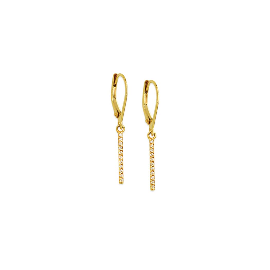 14K Yellow Gold Dangle CZ Cubic Zirconia Simulated Diamond Lever Back Earrings for Women | Elegant Bridal Jewelry, Anniversary Gift & Party Accessories