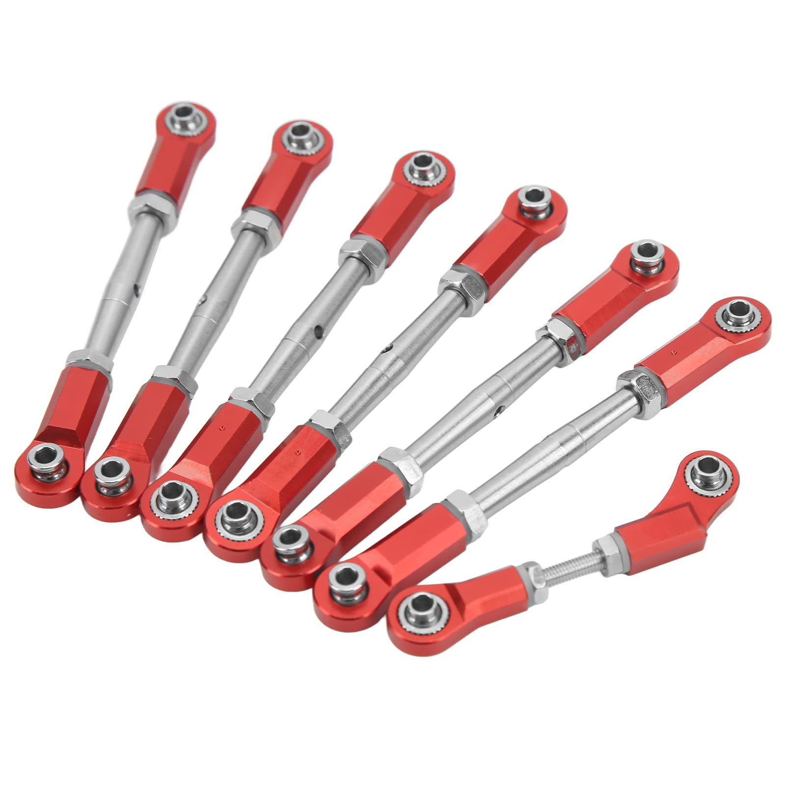 Aluminum Alloy RC Pull Rod & Tie Rod Upgrade Kit - Lightweight Precision Parts for 1/10 Scale RC Cars (Red) | Durable Model Car Accessories for Racing & Off-Road Performance