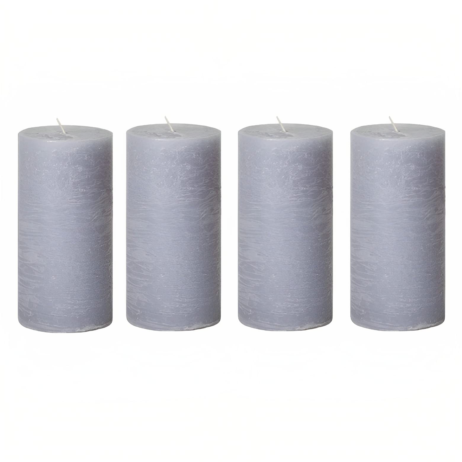 Set of 4 Rustic Gray Cement Pillar Candles - 3