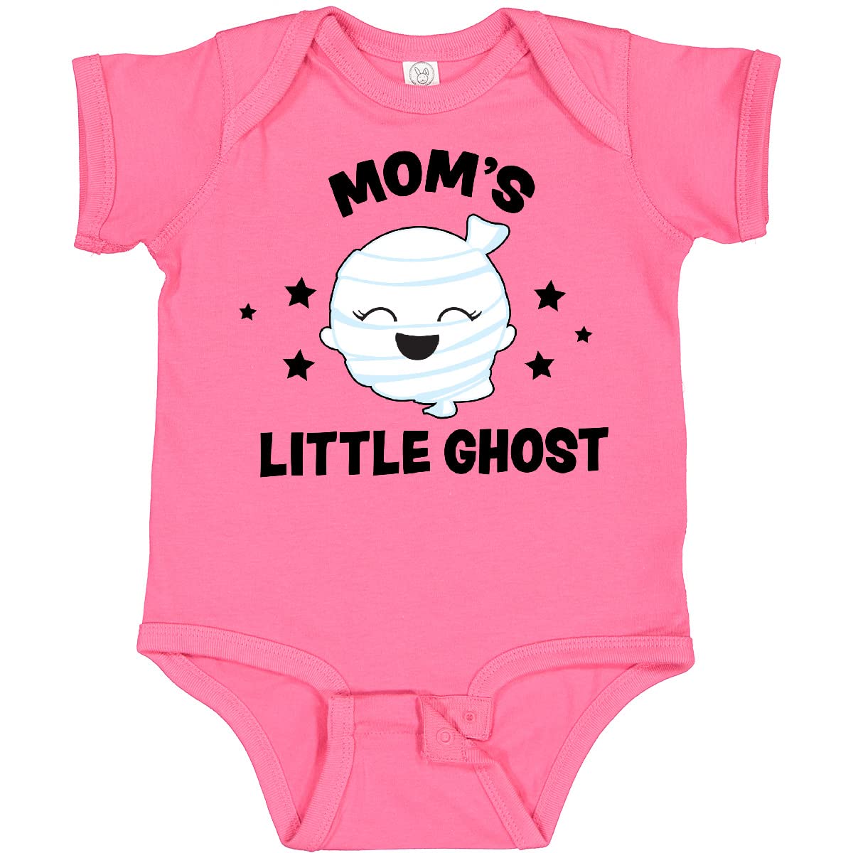 Inktastic Cute Mom's Little Ghost with Stars Baby Bodysuit - Soft Cotton Infant Onesie for Halloween, Birthday & Family Photos | Adorable Unisex Newborn Outfit