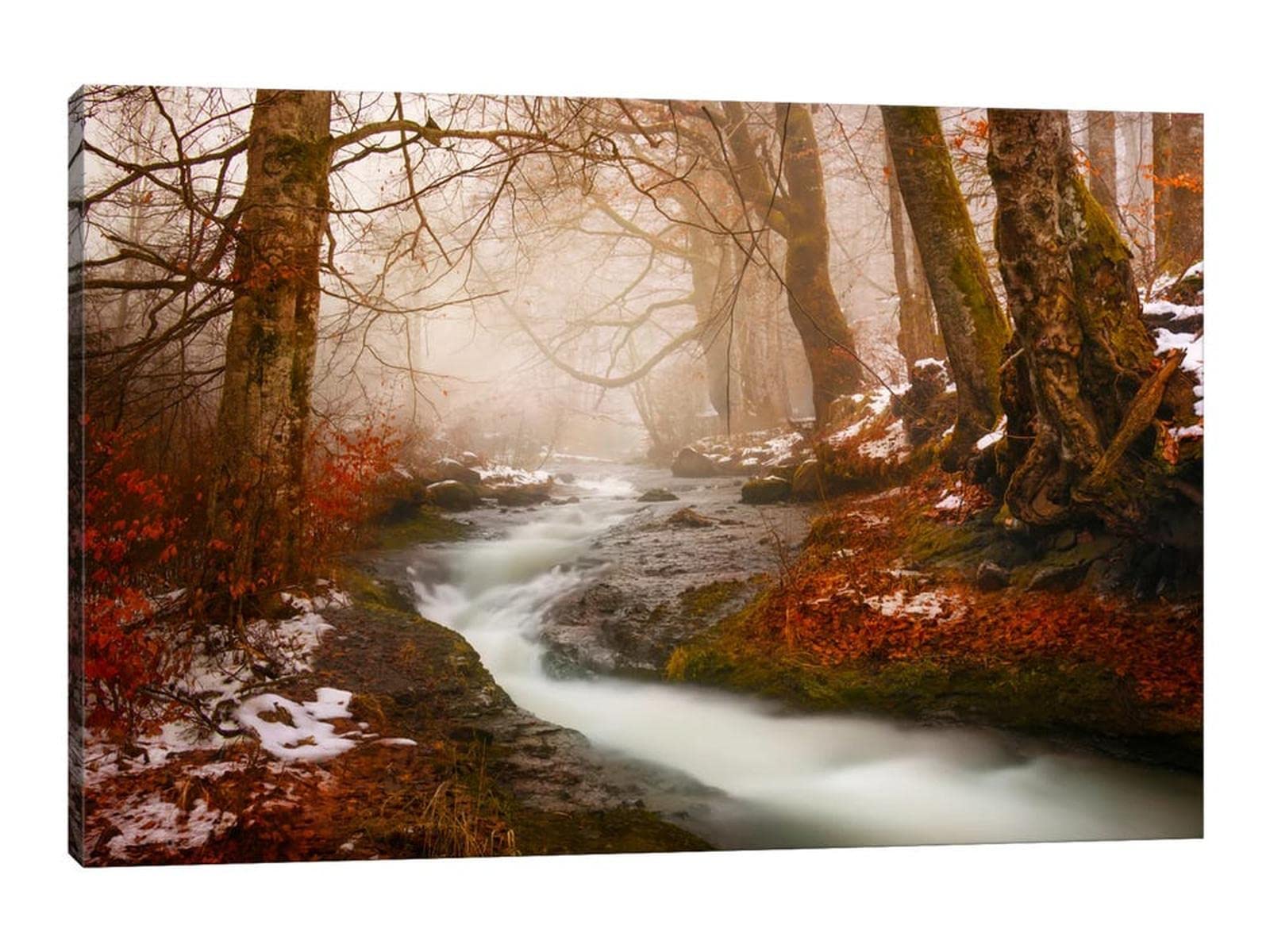 TIMUBA Fall Forest Canvas Wall Art - 32x48 Inches Nature Landscape Painting for Living Room Decor | Autumn Woods Scenery, Rustic Home Wall Decor, Perfect for Cozy Living Spaces & Cabin Style Interiors