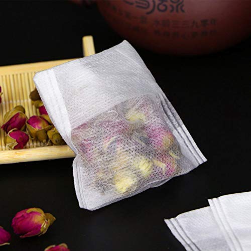 300 Pcs Disposable Tea Bags with String & Heat Seal - Food Grade Non-Woven Fabric Tea Infuser Filters for Loose Leaf Tea, Herbs & Spices - Perfect for Home Brewing, Office Use & Gift Packaging
