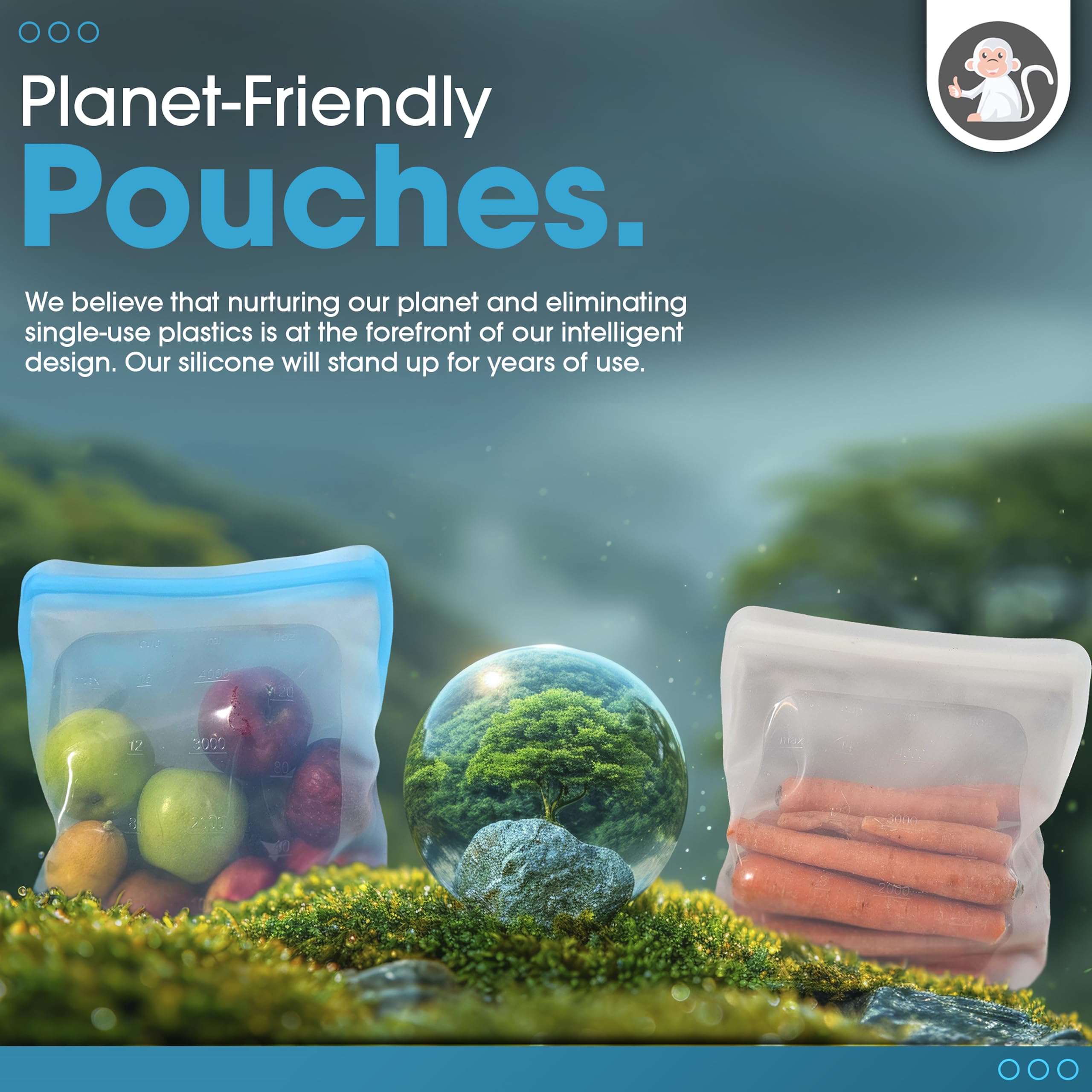 Reusable Silicone Sous Vide Bag - 1 Gallon (135oz) XXL Food Storage Bag | Freezer Safe, Zero Waste Kitchen Container | Perfect for Sous Vide Cooking, Meal Prep & Kitchen Organization | Great for Vacuum Sealing, Freezing & Storing Leftovers