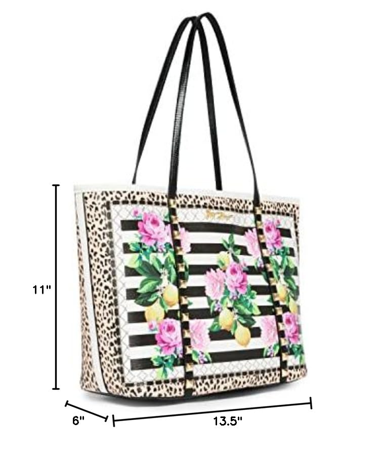 Betsey Johnson Black and White Amazing Tote Bag - Stylish Large Shoulder Bag for Women, Perfect for Work, Travel, and Everyday Use