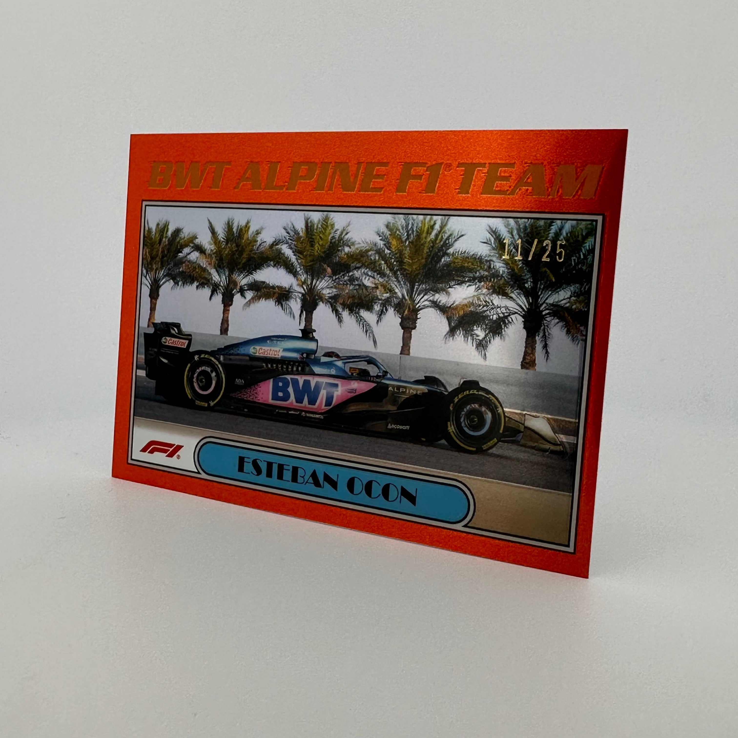 2023 Topps Chrome Formula 1 Trading Card - Esteban Ocon #AU77 Orange Parallel - Limited Edition Collectible for F1 Fans & Sports Memorabilia Enthusiasts - Perfect for Display, Trading, and Investment