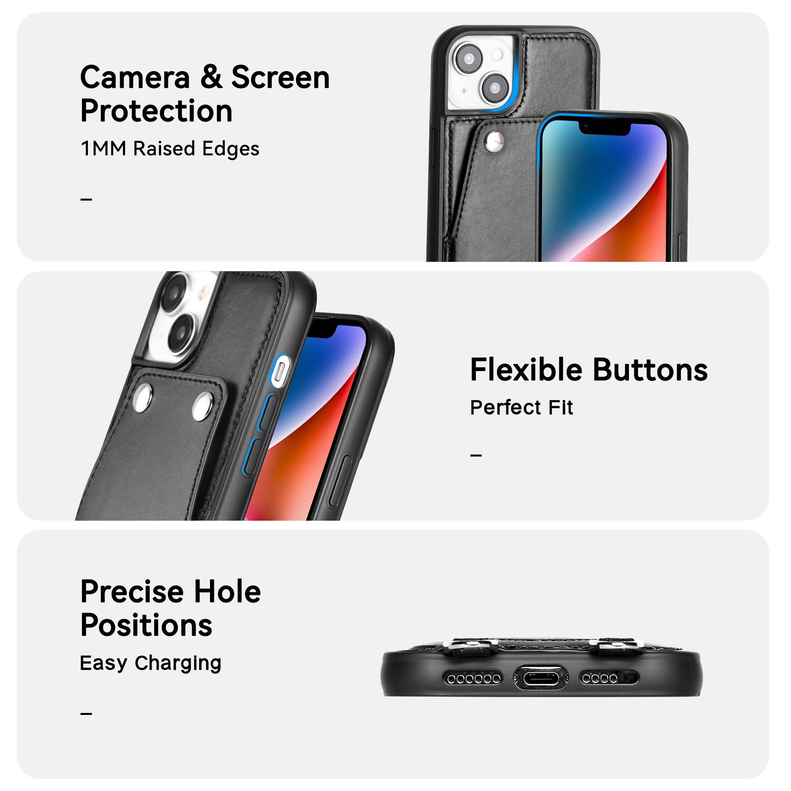 Premium Leather Wallet Phone Case for iPhone 14 Plus (6.7