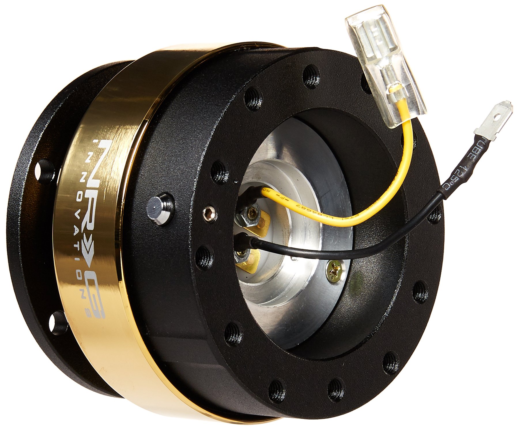 NRG Innovations Gen 2.0 Quick Release Steering Wheel Kit - 6x70mm & 6x74mm Bolt Pattern - Black Body with Chrome Gold Ring - NRG-SRK-200BK-CG - Perfect for Racing, Drifting & Custom Car Builds