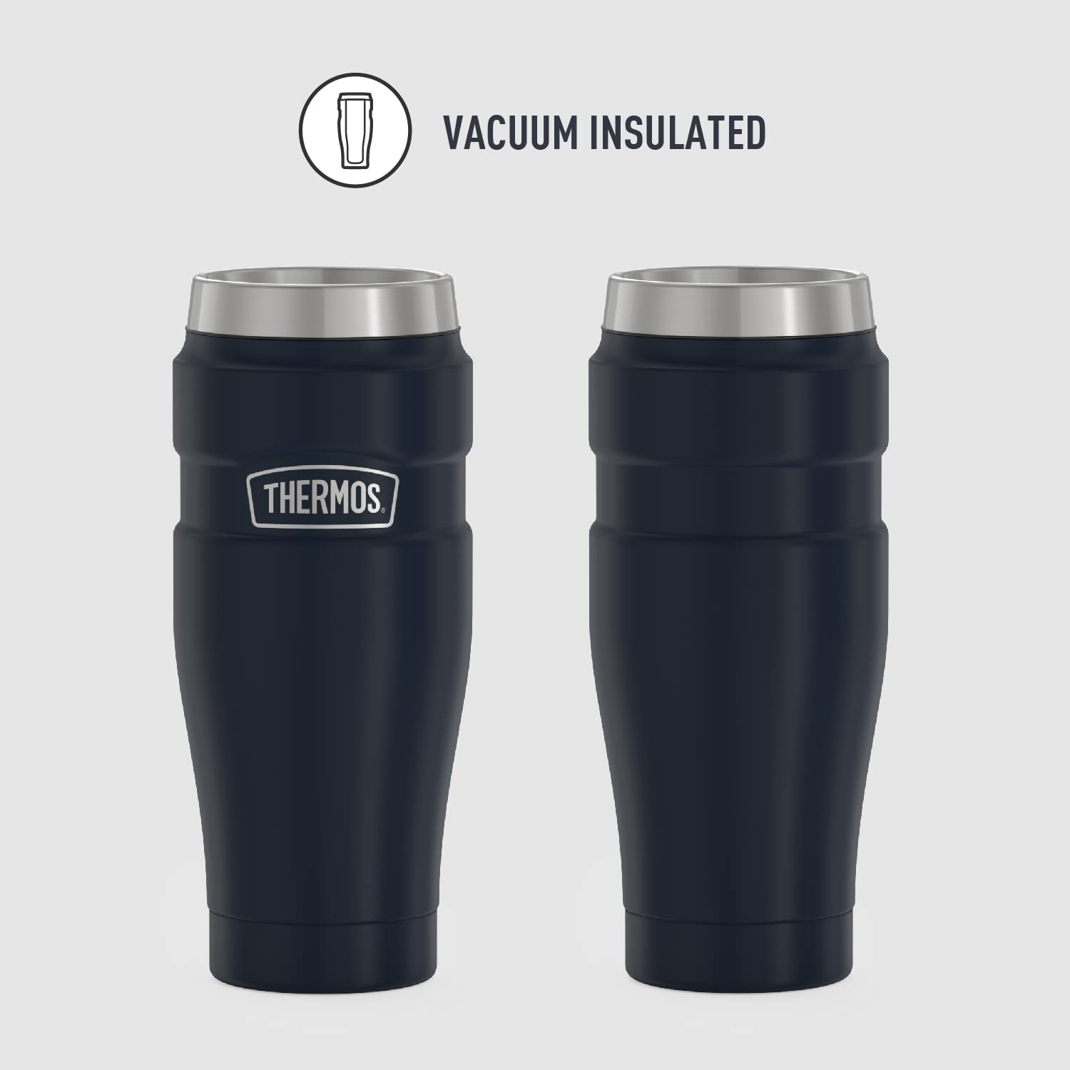 THERMOS Stainless King Vacuum-Insulated Travel Tumbler 16oz - Leakproof Coffee Mug with Handle, Double Wall Insulation Keeps Drinks Hot/Cold for Hours - Perfect for Office, Commuting & Outdoor Adventures (Midnight Blue)
