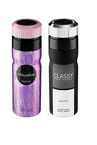Riiffs Magnificent & Classy Perfume Deodorant Spray - 200ml Each (Pack of 2) | Long-Lasting Fragrance for Men & Women | Perfect for Daily Use, Office, Gym & Special Occasions