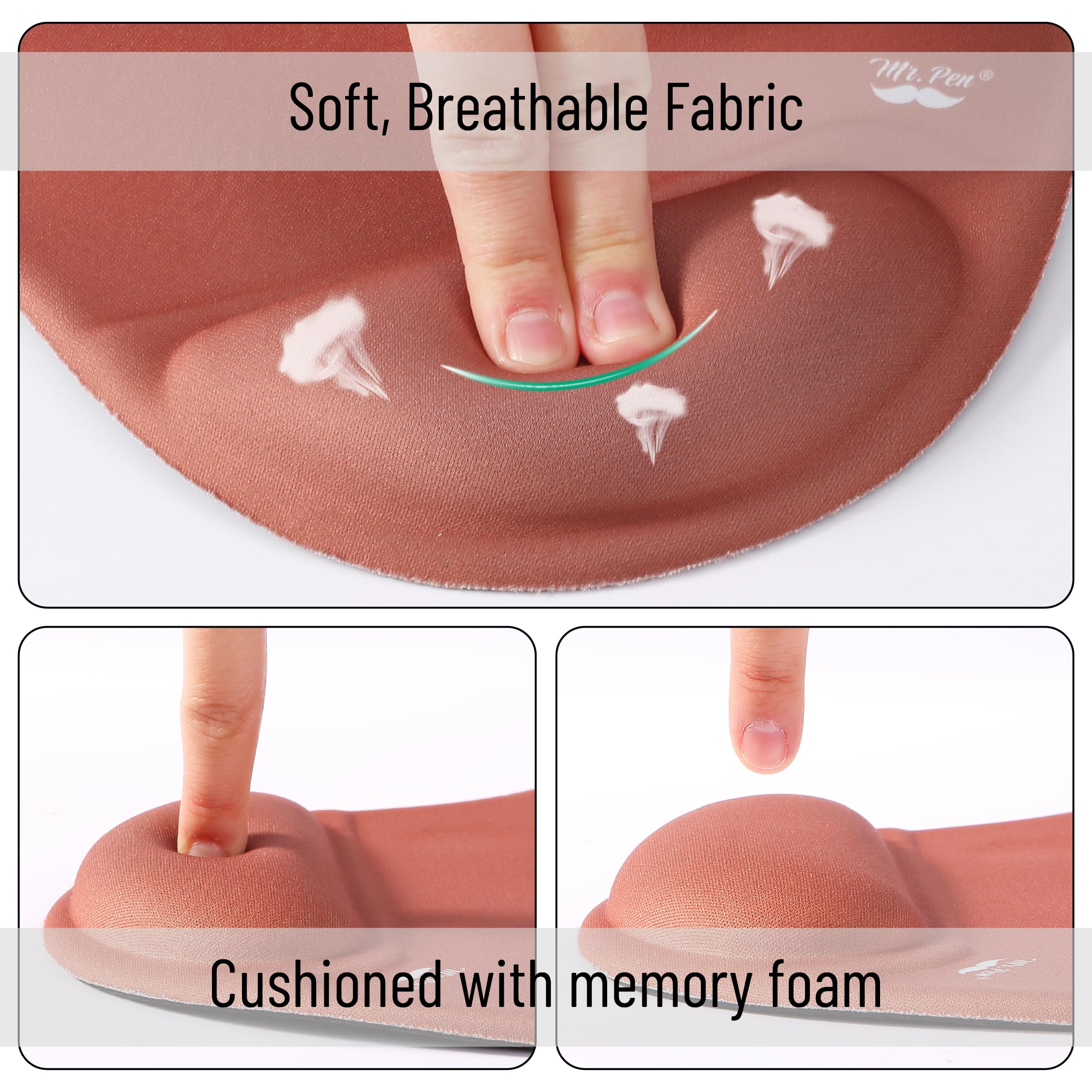 Ergonomic Mouse Pad with Wrist Support - Comfortable Gel Cushion for Office & Gaming - Brown (Mr. Pen) | Perfect for Long Computer Work Sessions, Typing & PC Gaming
