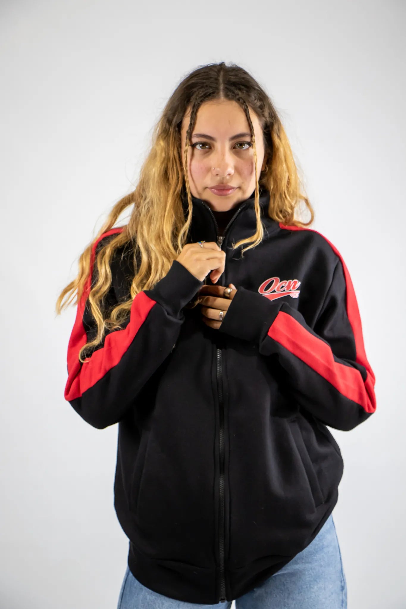 Unisex OCN H Blend Black Red Jacket - Lightweight Waterproof Windbreaker for Outdoor Hiking, Camping & Travel
