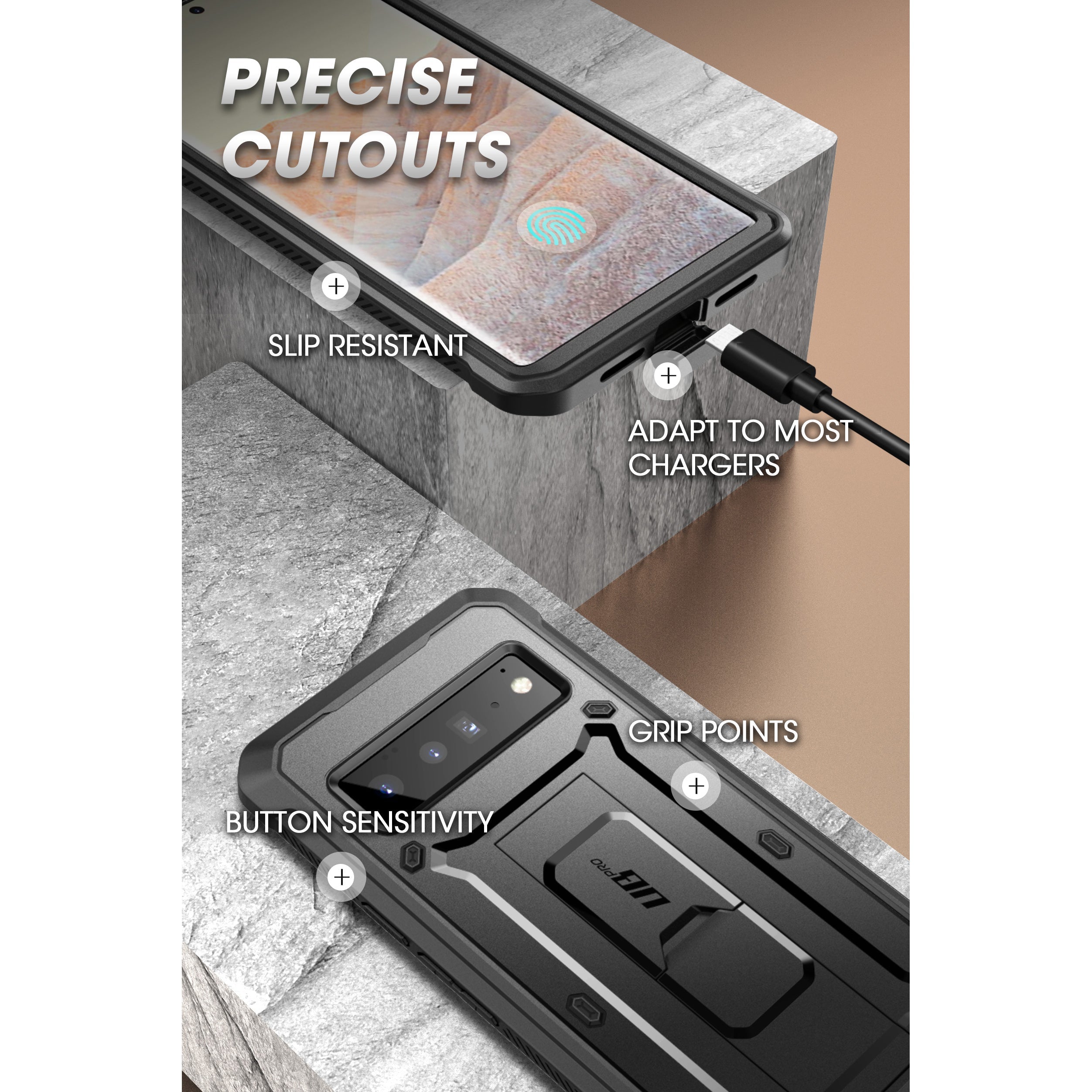 Google Pixel 6 Pro Unicorn Beetle PRO Rugged Holster Case - Shockproof & Drop Protection - Open Box Black - Perfect for Outdoor Adventures & Heavy-Duty Use