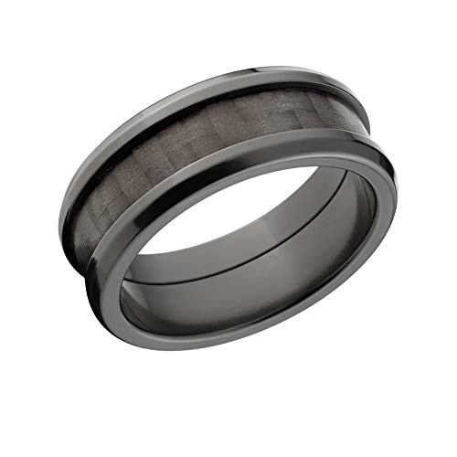Premium Black Zirconium 8mm Carbon Fiber Wedding Band - High Polish Finish, USA Made Custom Mens Ring - Durable & Lightweight for Everyday Wear, Anniversary Gifts & Special Occasions